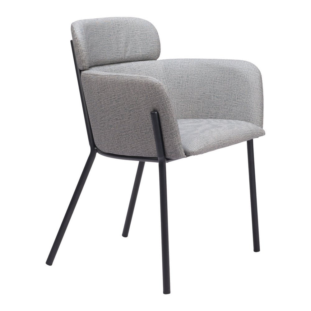Set of Two Gray and Black Upholstered Faux Leather Dining Arm Chairs HomeRoots