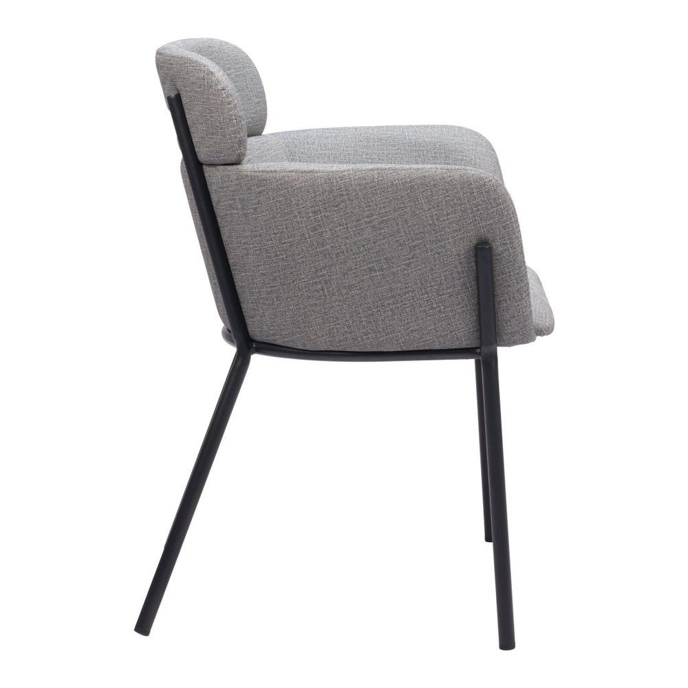 Set of Two Gray and Black Upholstered Faux Leather Dining Arm Chairs HomeRoots