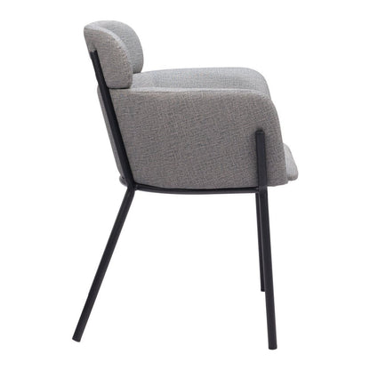 Set of Two Gray and Black Upholstered Faux Leather Dining Arm Chairs HomeRoots