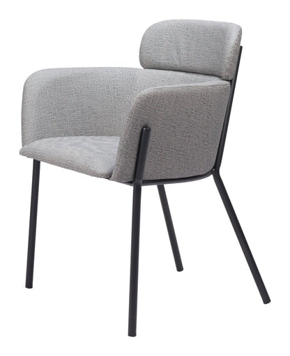 Set of Two Gray and Black Upholstered Faux Leather Dining Arm Chairs HomeRoots