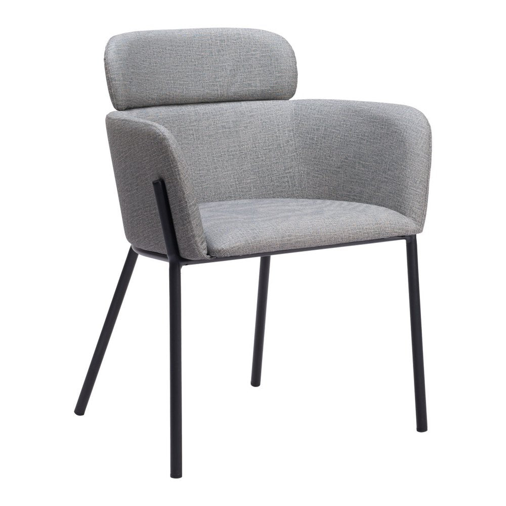Set of Two Gray and Black Upholstered Faux Leather Dining Arm Chairs HomeRoots