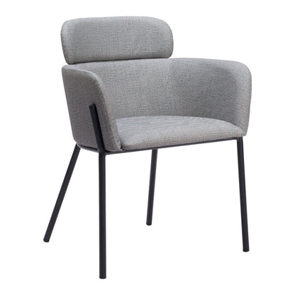 Set of Two Gray and Black Upholstered Faux Leather Dining Arm Chairs HomeRoots