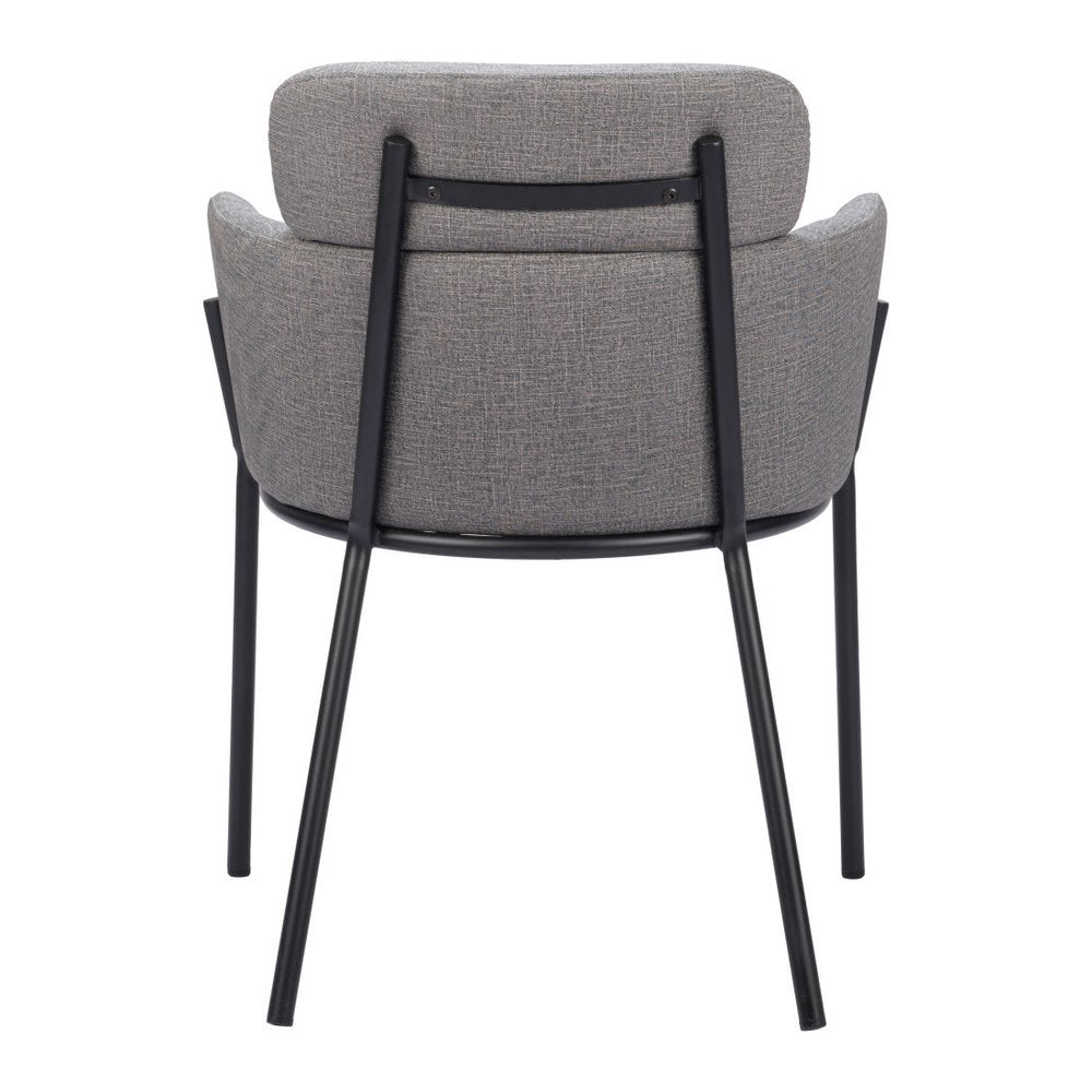 Set of Two Gray and Black Upholstered Faux Leather Dining Arm Chairs HomeRoots