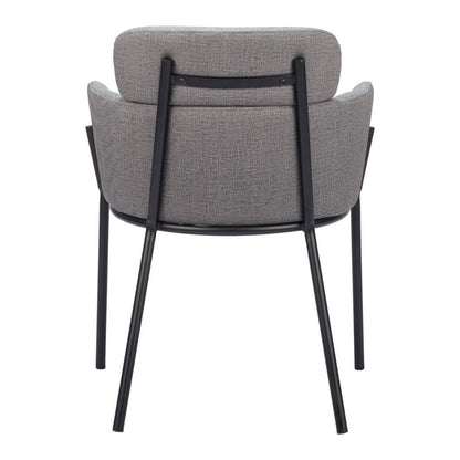 Set of Two Gray and Black Upholstered Faux Leather Dining Arm Chairs HomeRoots