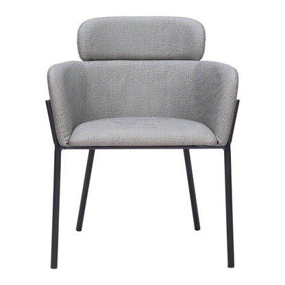 Set of Two Gray and Black Upholstered Faux Leather Dining Arm Chairs HomeRoots