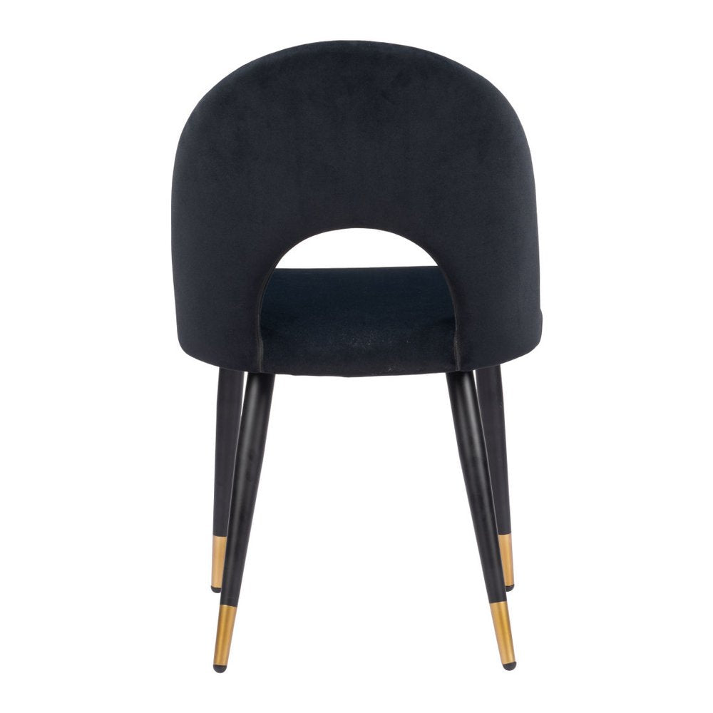 Set of Two Green Black and Gold Upholstered Velvet Open Back Dining Side Chairs HomeRoots