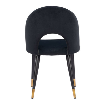 Set of Two Green Black and Gold Upholstered Velvet Open Back Dining Side Chairs HomeRoots