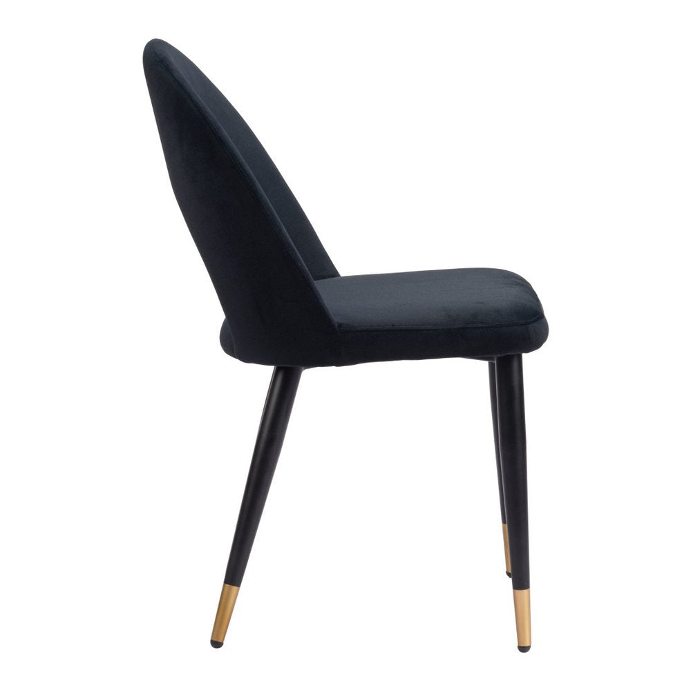 Set of Two Green Black and Gold Upholstered Velvet Open Back Dining Side Chairs HomeRoots