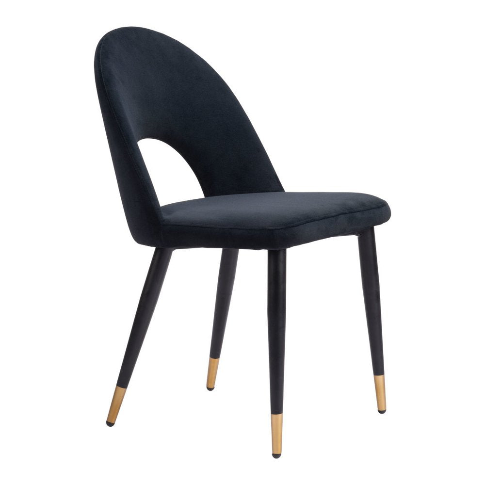 Set of Two Green Black and Gold Upholstered Velvet Open Back Dining Side Chairs — view 25
