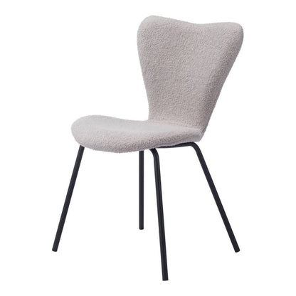 Set of Two Ivory And Black Faux Shearling And Steel Dining Side Chairs HomeRoots