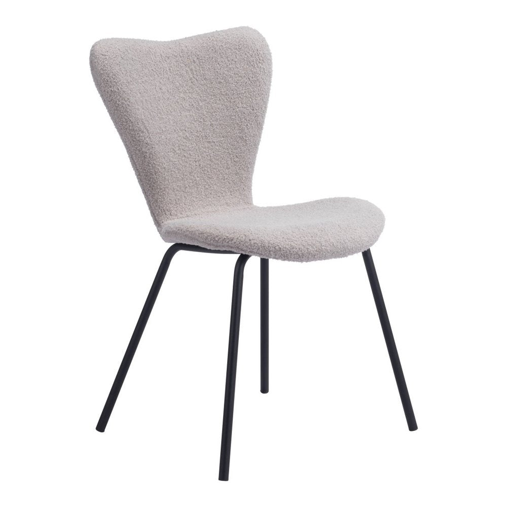 Set of Two Ivory And Black Faux Shearling And Steel Dining Side Chairs — view 14