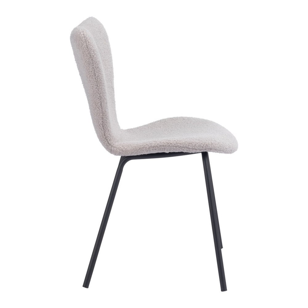 Set of Two Ivory And Black Faux Shearling And Steel Dining Side Chairs — view 16