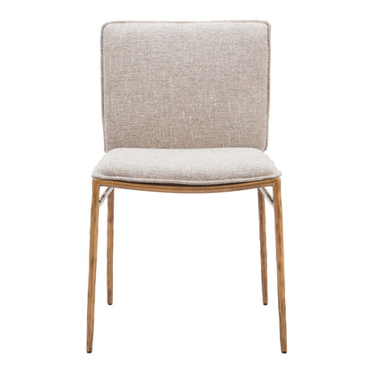 Beige And Gold Upholstery And Steel Dining Side Chair HomeRoots
