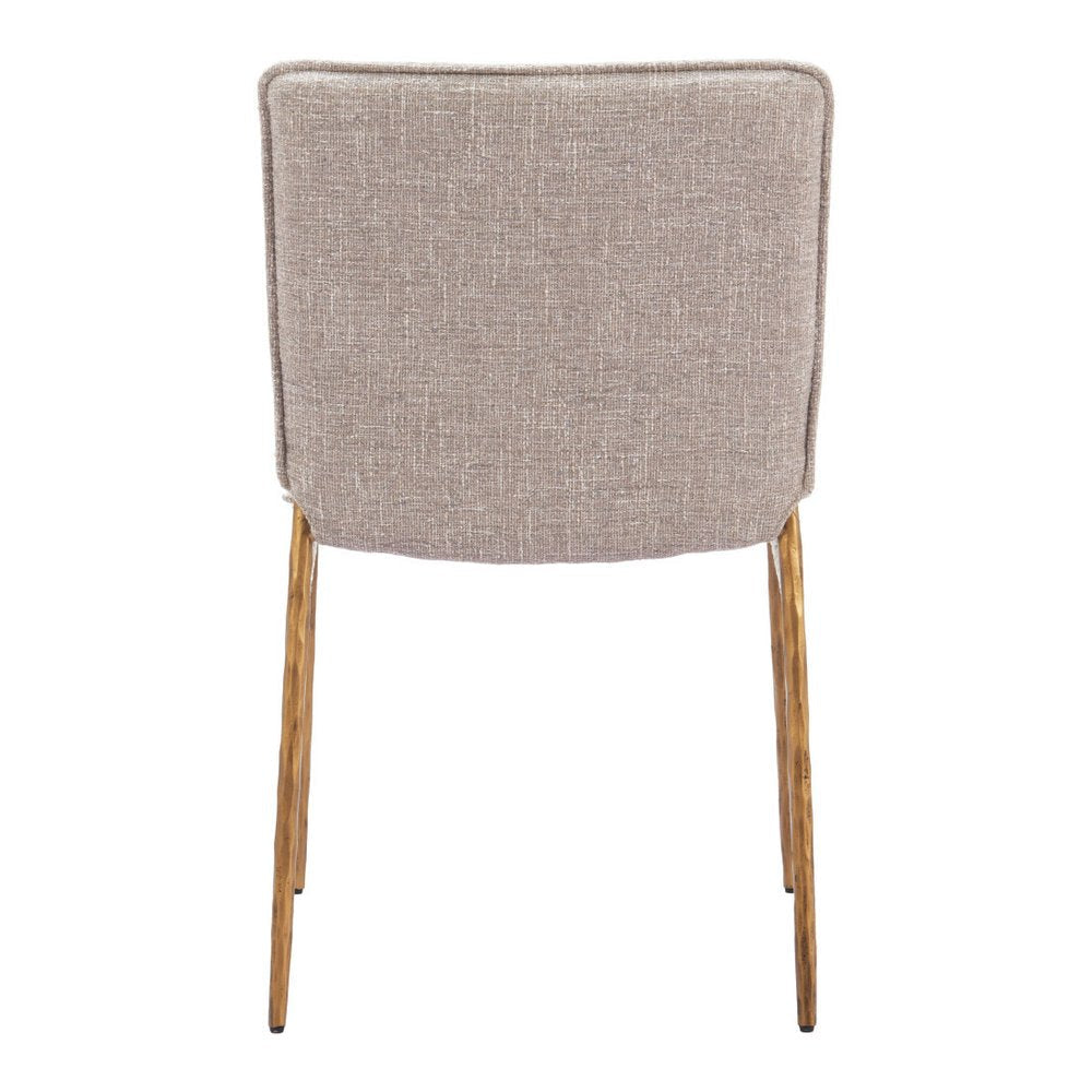 Beige And Gold Upholstery And Steel Dining Side Chair HomeRoots