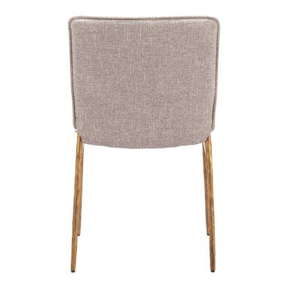 Beige And Gold Upholstery And Steel Dining Side Chair HomeRoots
