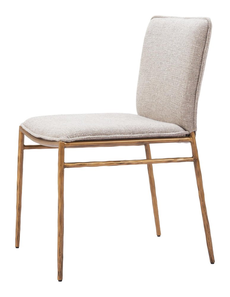Beige And Gold Upholstery And Steel Dining Side Chair — view 9