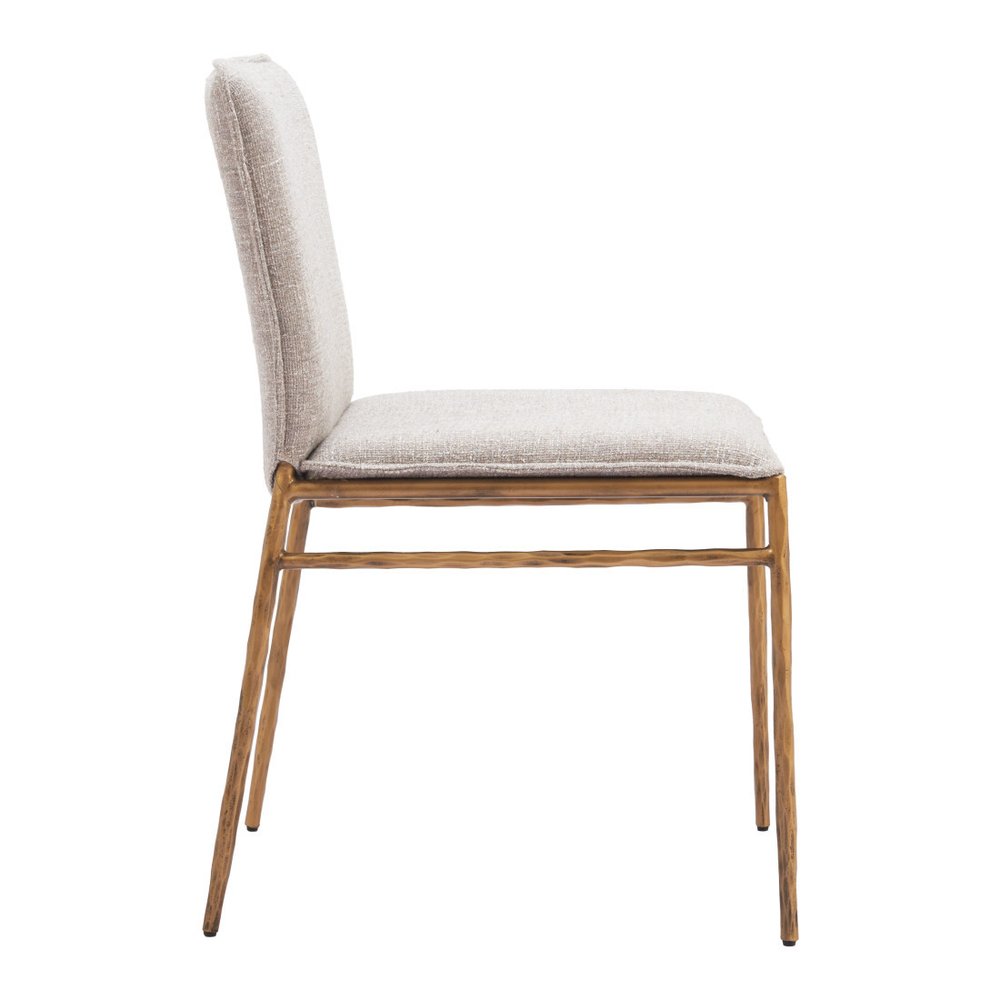 Beige And Gold Upholstery And Steel Dining Side Chair — view 6