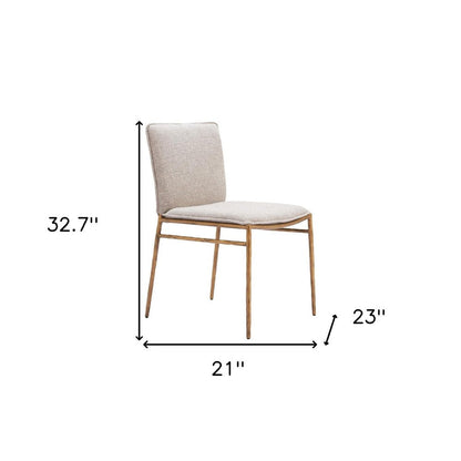 Beige And Gold Upholstery And Steel Dining Side Chair HomeRoots