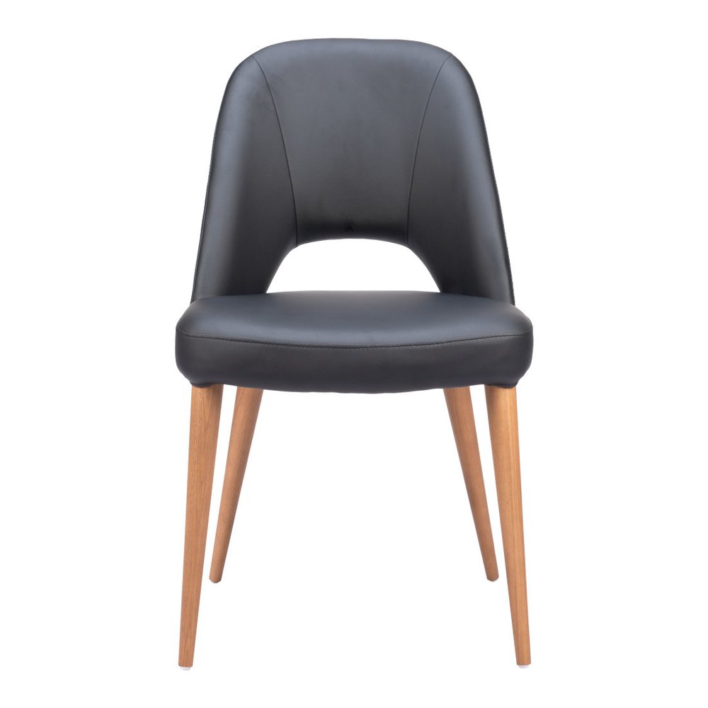 Set of Two Black and Brown Faux Leather Open Back Dining Side Chairs HomeRoots