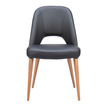 Set of Two Black and Brown Faux Leather Open Back Dining Side Chairs HomeRoots
