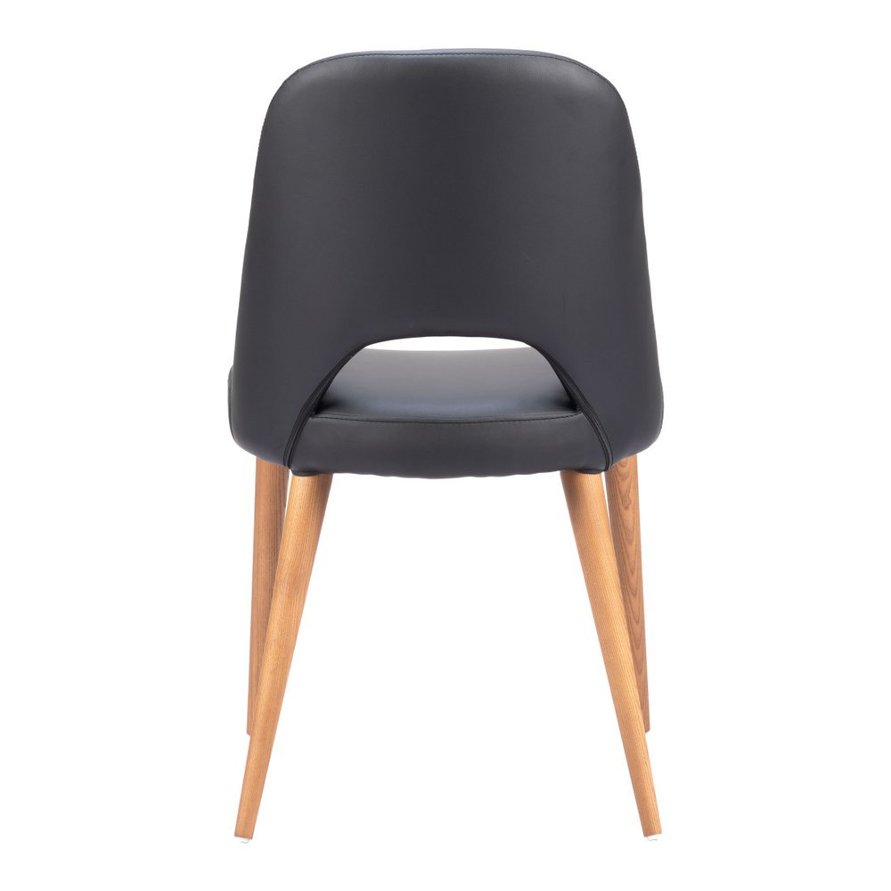 Set of Two Black and Brown Faux Leather Open Back Dining Side Chairs HomeRoots