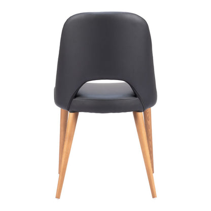Set of Two Black and Brown Faux Leather Open Back Dining Side Chairs HomeRoots