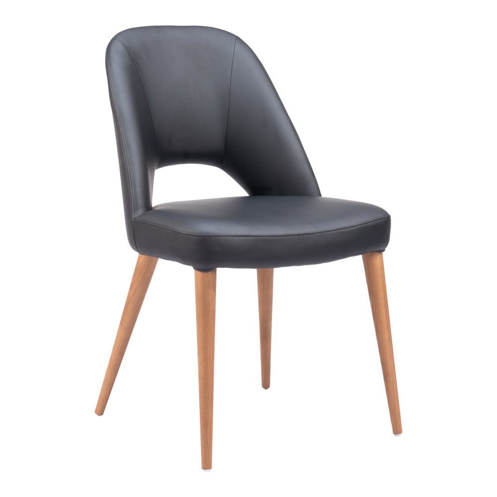 Set of Two Black and Brown Faux Leather Open Back Dining Side Chairs HomeRoots