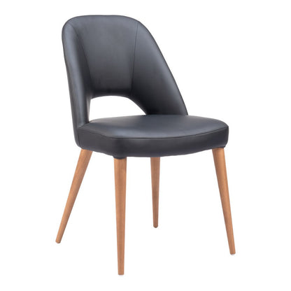 Set of Two Black and Brown Faux Leather Open Back Dining Side Chairs HomeRoots