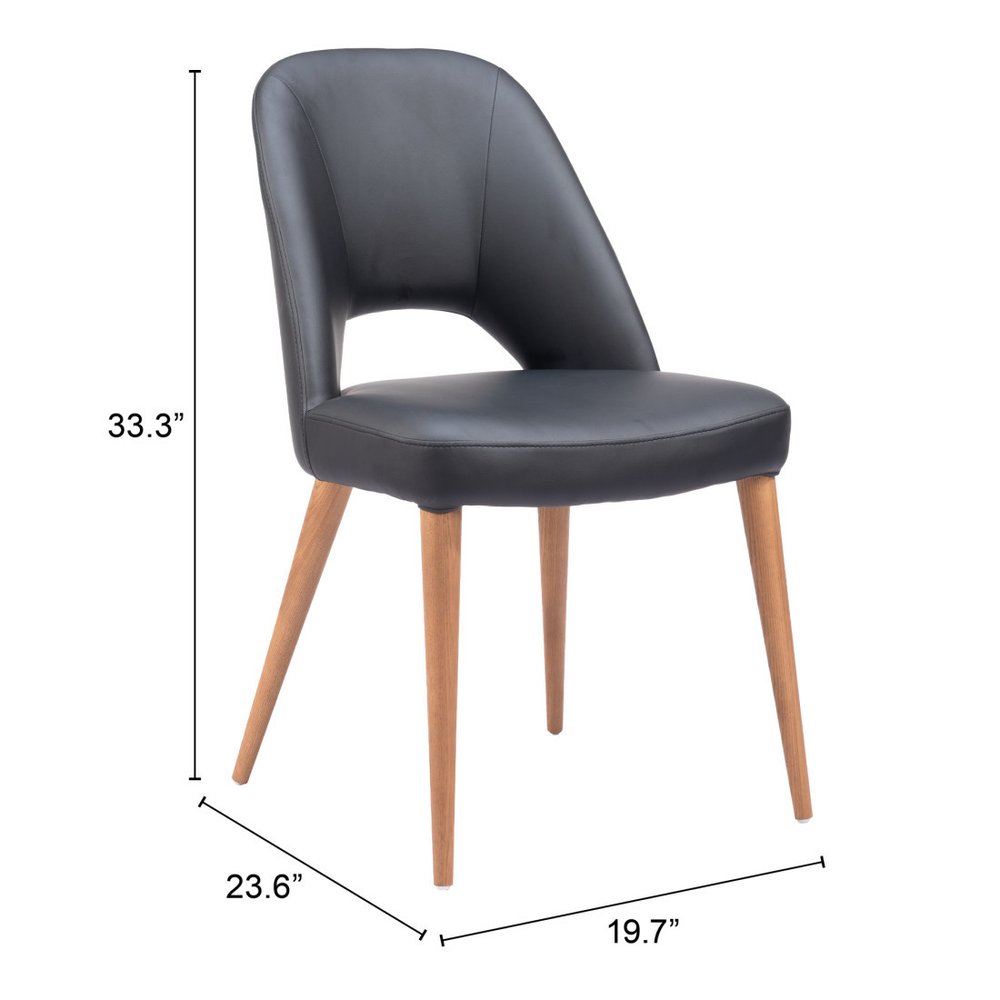 Set of Two Black and Brown Faux Leather Open Back Dining Side Chairs HomeRoots