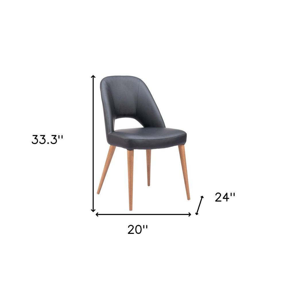 Set of Two Black and Brown Faux Leather Open Back Dining Side Chairs HomeRoots