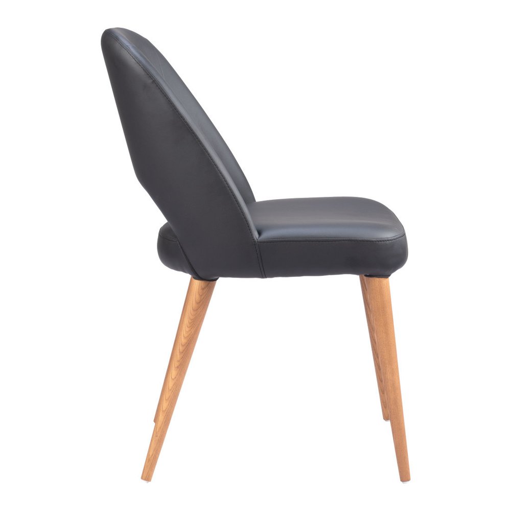 Set of Two Black and Brown Faux Leather Open Back Dining Side Chairs HomeRoots