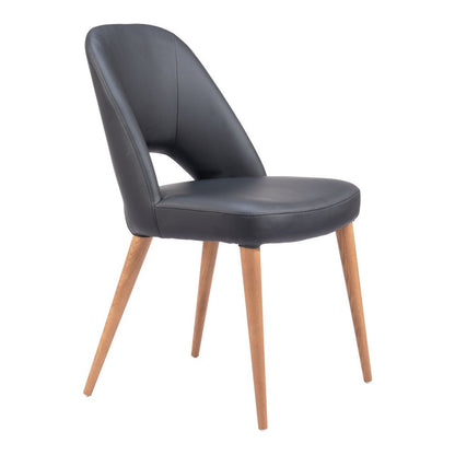 Set of Two Black and Brown Faux Leather Open Back Dining Side Chairs HomeRoots