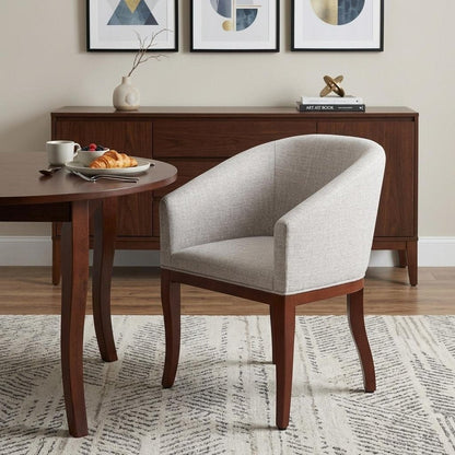 Gray And Brown Upholstery And Wood Dining Arm Chair HomeRoots