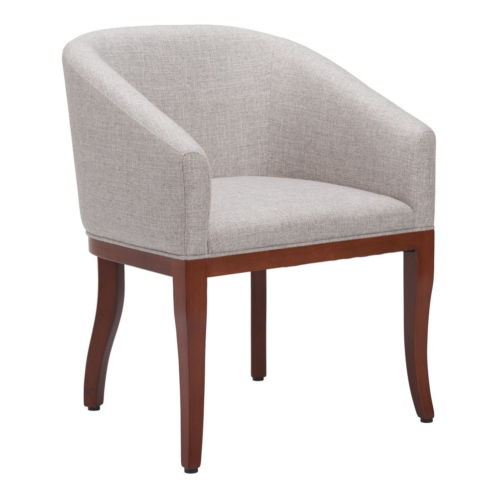 Gray And Brown Upholstery And Wood Dining Arm Chair — view 5