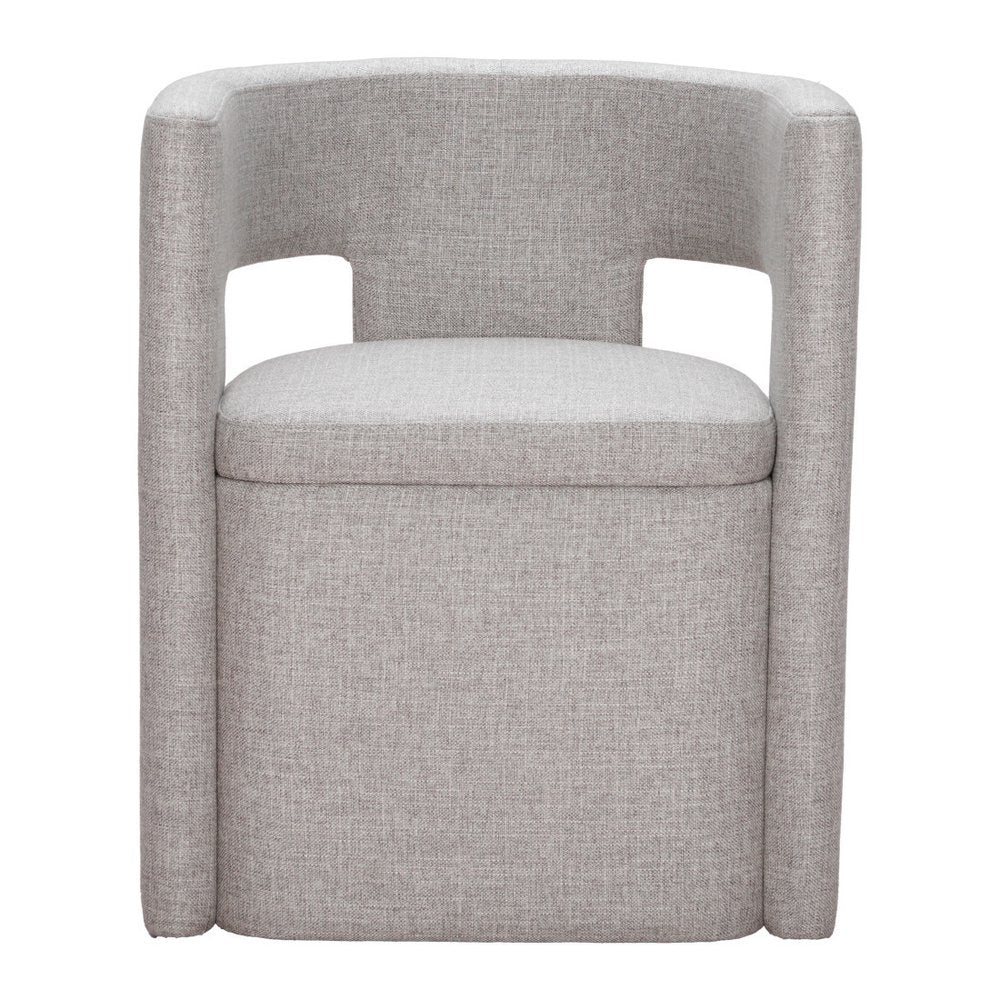 Gray Upholstery Open Back Dining Arm Chair HomeRoots