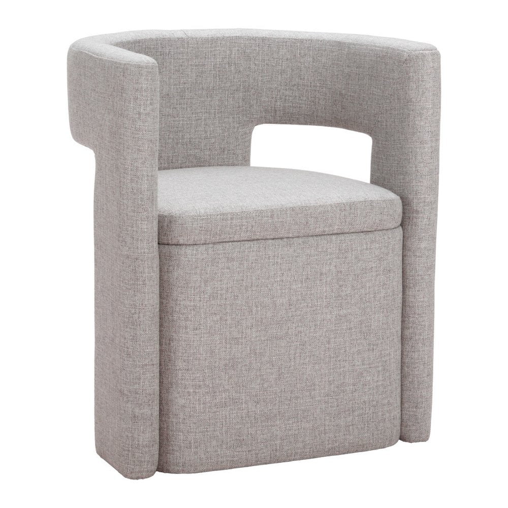 Gray Upholstery Open Back Dining Arm Chair HomeRoots