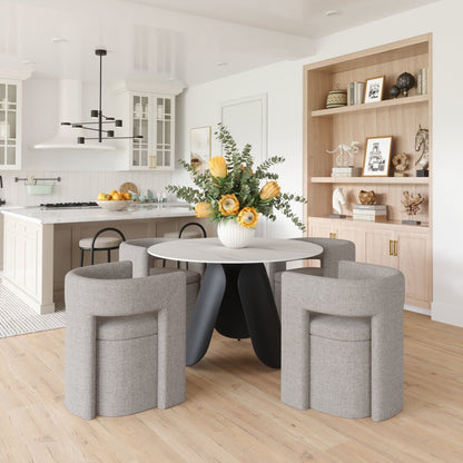 Gray Upholstery Open Back Dining Arm Chair HomeRoots