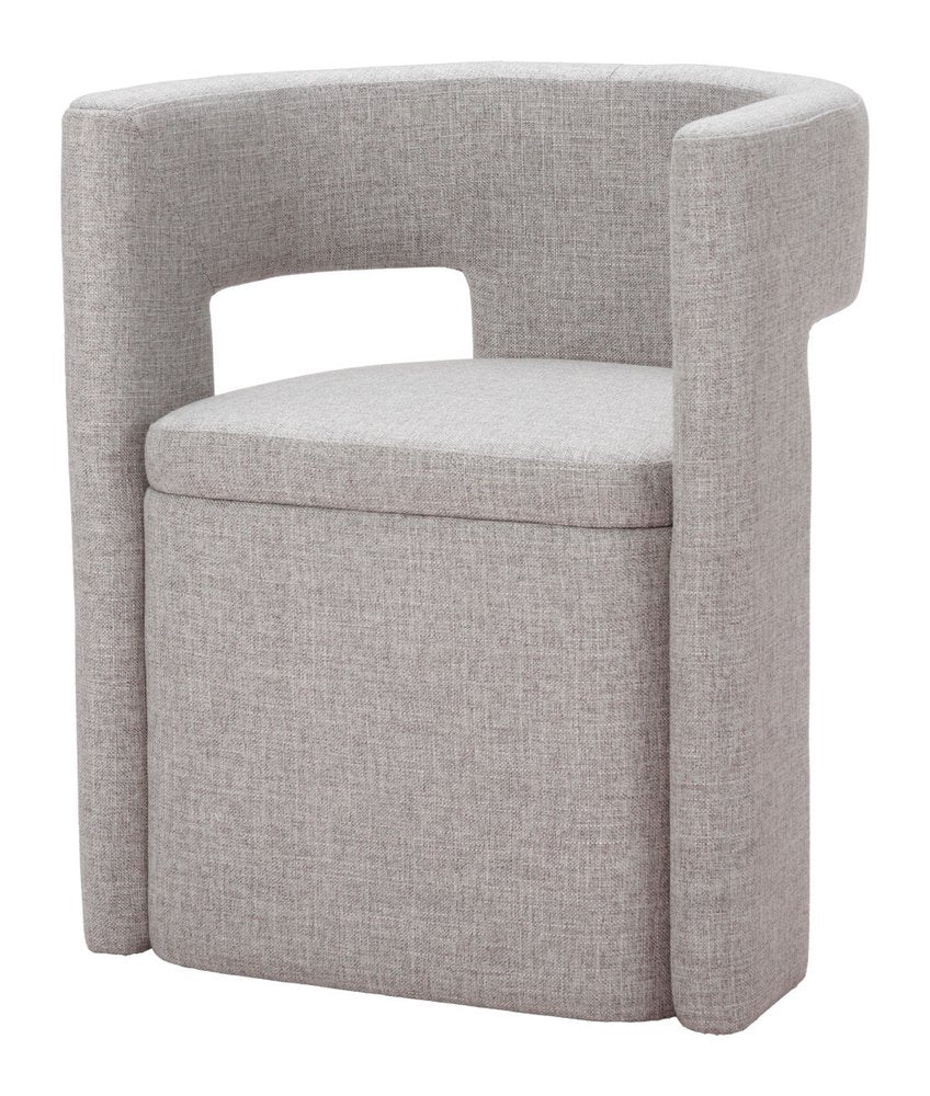 Gray Upholstery Open Back Dining Arm Chair HomeRoots