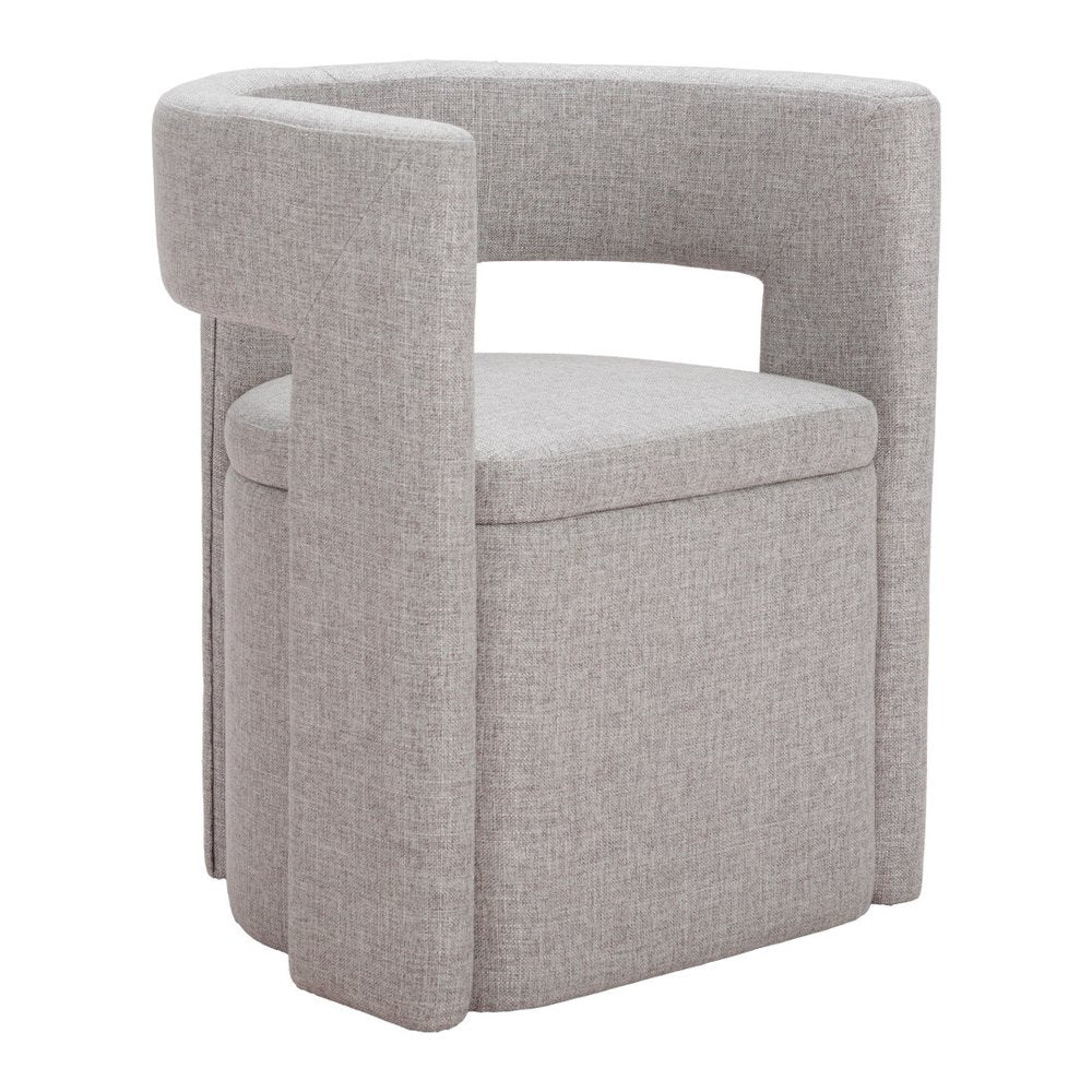 Gray Upholstery Open Back Dining Arm Chair HomeRoots