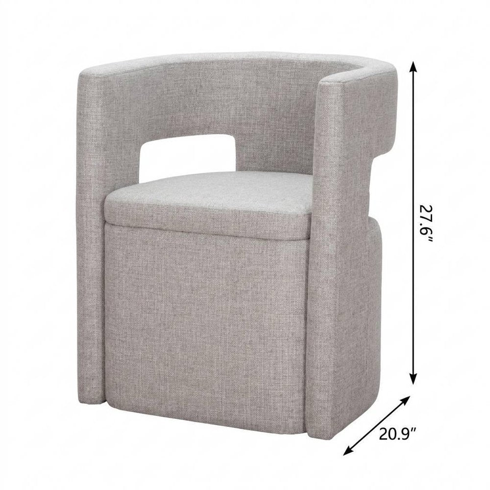 Gray Upholstery And Wood Open Back Dining Arm Chair HomeRoots