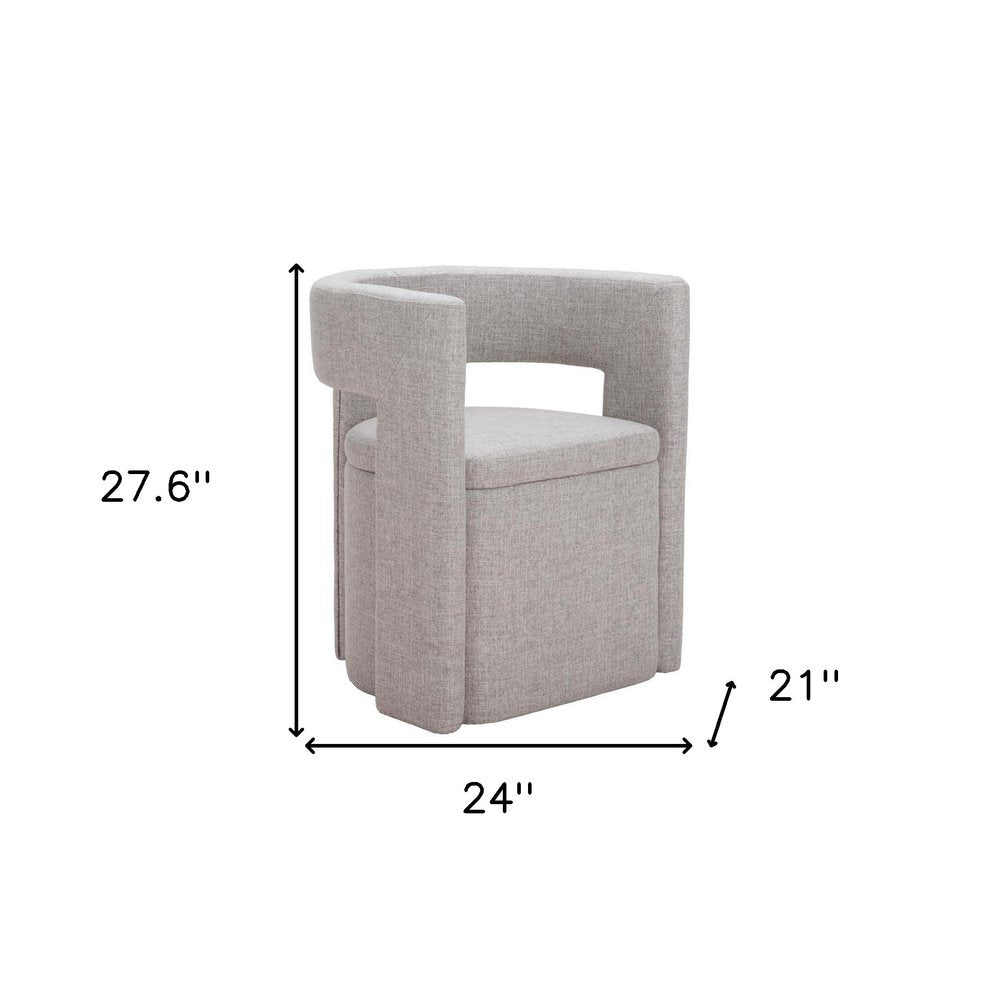 Gray Upholstery Open Back Dining Arm Chair HomeRoots