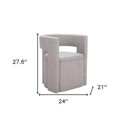 Gray Upholstery Open Back Dining Arm Chair HomeRoots