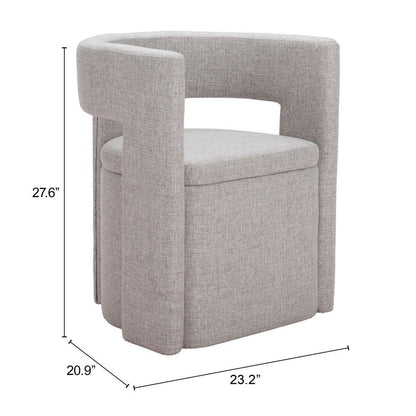 Gray Upholstery Open Back Dining Arm Chair HomeRoots
