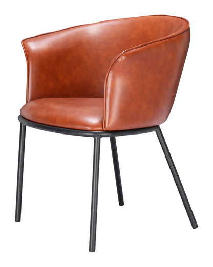 Brown and Black Upholstered Faux Leather Dining Arm Chair HomeRoots