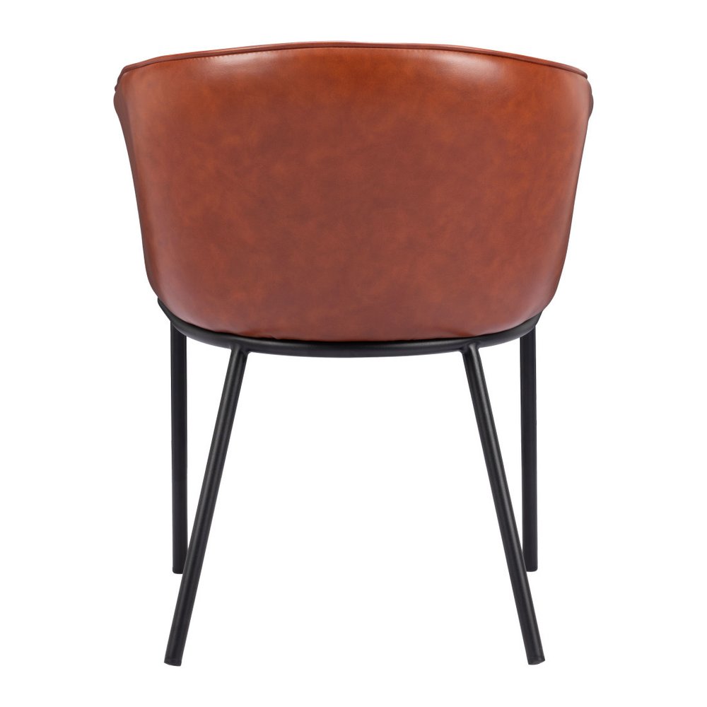 Brown and Black Upholstered Faux Leather Dining Arm Chair HomeRoots