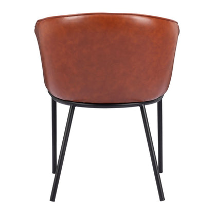 Brown and Black Upholstered Faux Leather Dining Arm Chair HomeRoots