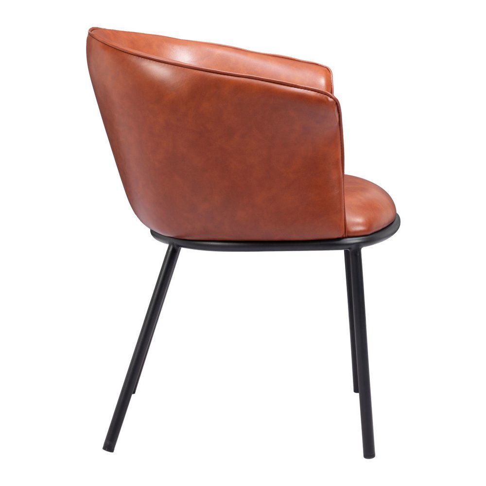Brown and Black Upholstered Faux Leather Dining Arm Chair HomeRoots