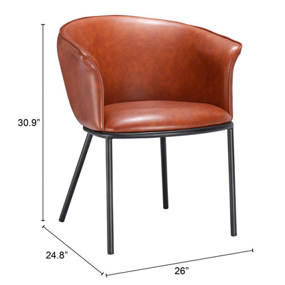 Brown and Black Upholstered Faux Leather Dining Arm Chair HomeRoots