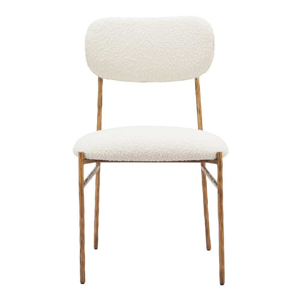 Cream And Gold Upholstery And Steel Open Back Dining Side Chair HomeRoots