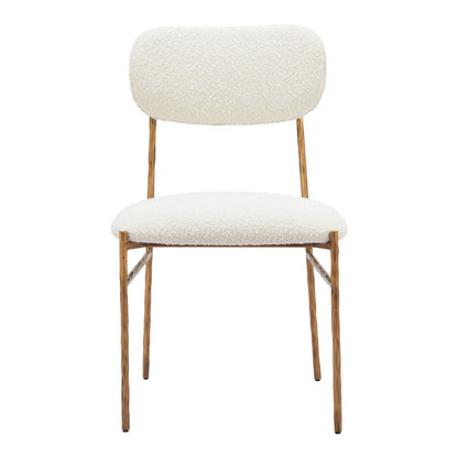 Cream And Gold Upholstery And Steel Open Back Dining Side Chair HomeRoots